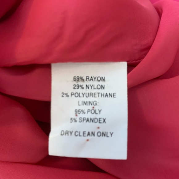 Trina Turk Los Angeles Bright Pink Cap Sleeve Lined Empire Waist Dress - Picture 6 of 7